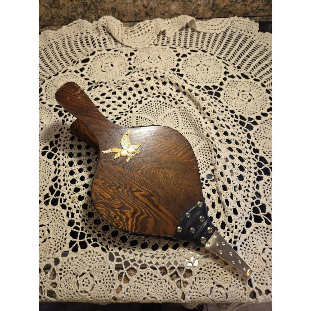 Vintage Wood And Leather Brass Eagle Fireplace Bellow